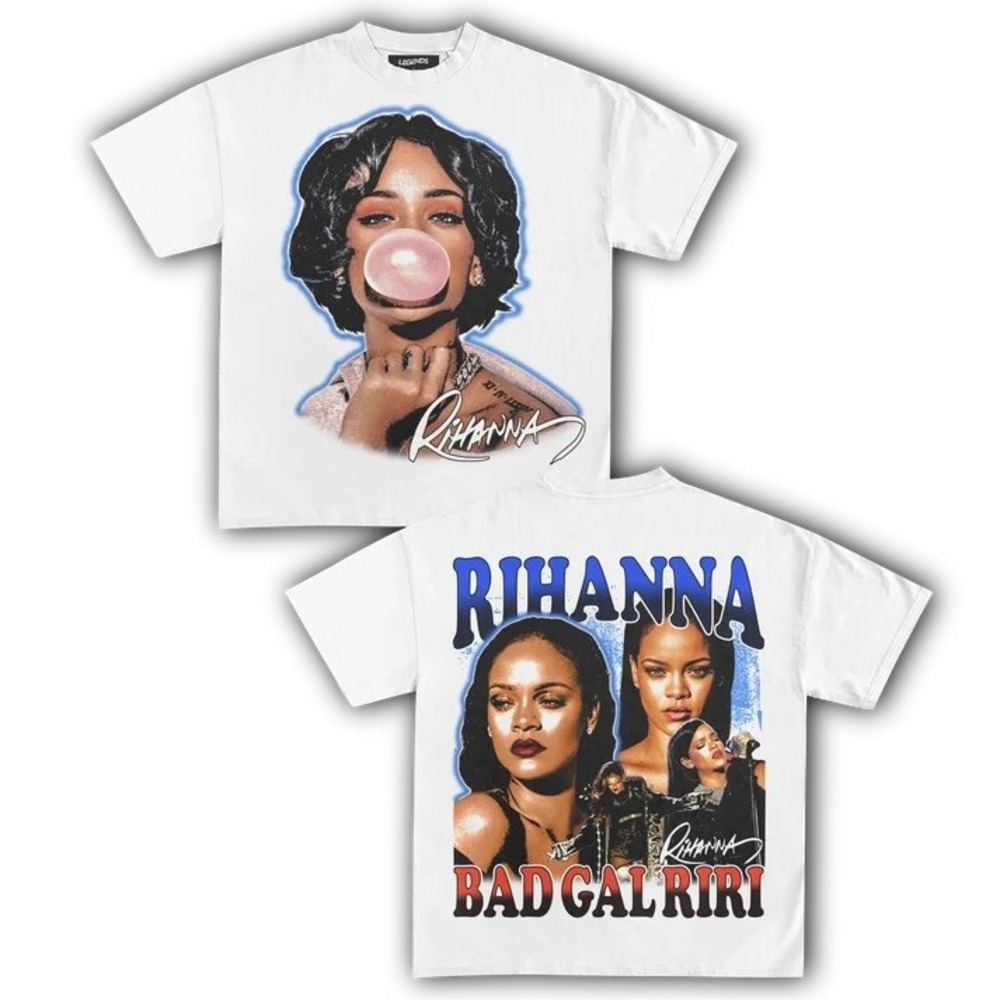 Bogincan Design Rihanna Bad Gal Riri Graphic Tee White Heavy Cotton XL NEW